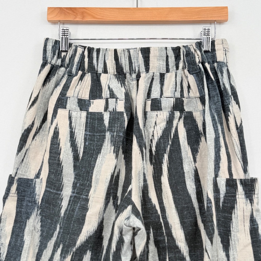 Democracy Wide Leg Crop Pants Womens Small Gray Ikat Boho Culottes Travel Flowy - Picture 11 of 11